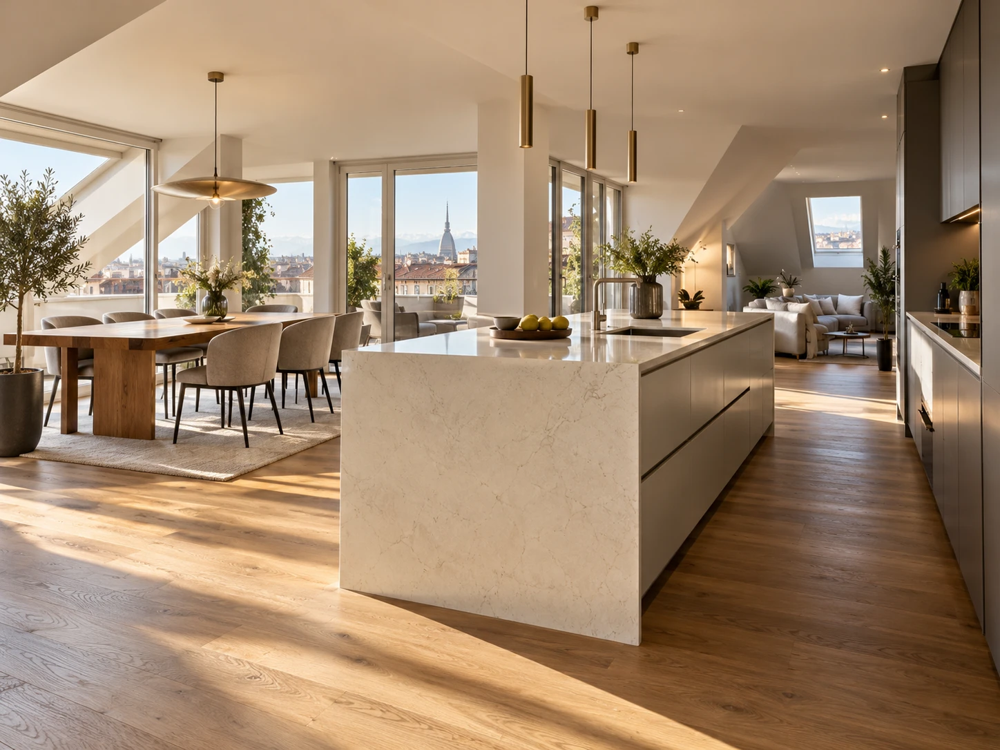 Attico con cucina e soggiorno open space